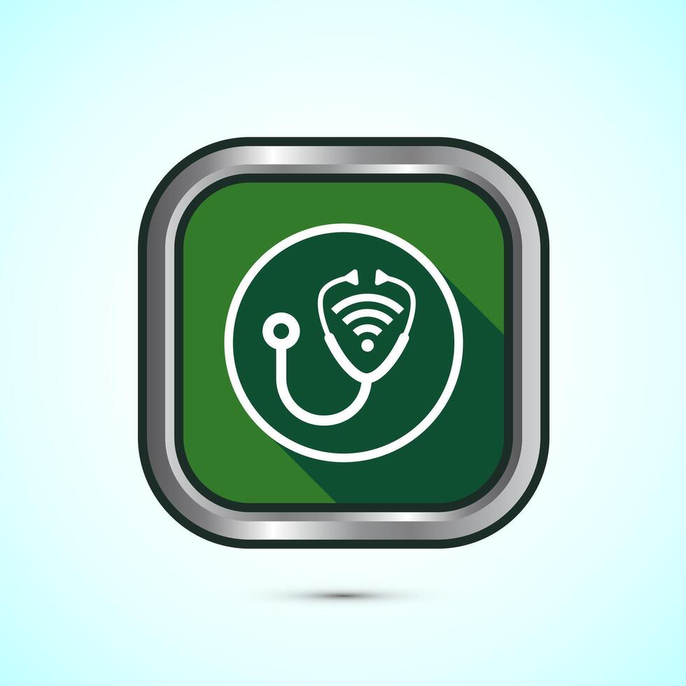 Online healthcare icon design, Virtual medical service sign, Green Shadow Button Design vector