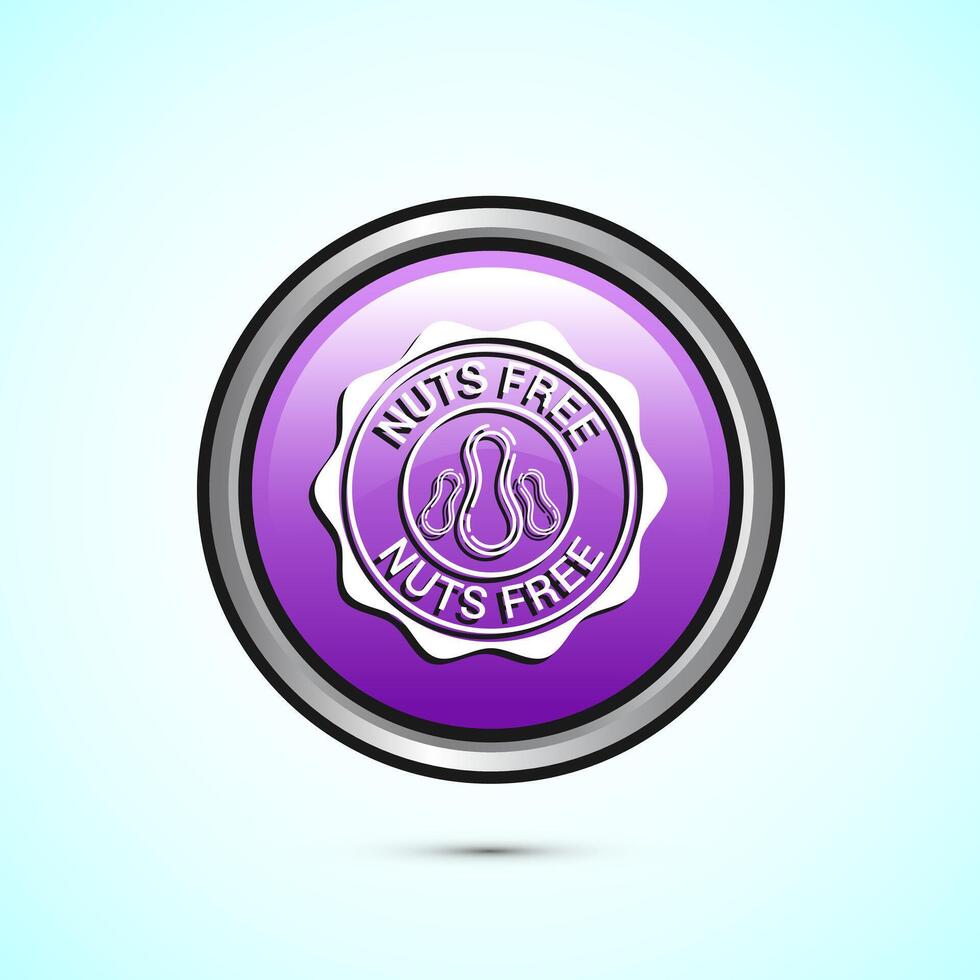 Peanuts free icon, No nuts label. Allergen free logo illustration, Pink Color Round Button Design vector