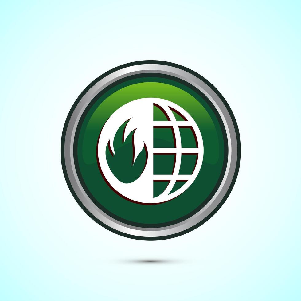 Climate change icon design, Global warming, Earth temperature icon, Green Color Round Button Design vector
