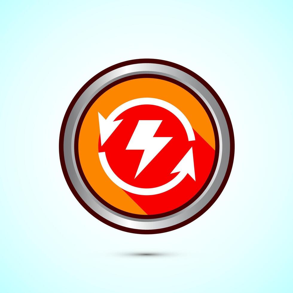 Renewable energy icon design illustration. Renewable power sign symbol, Orange Shadow Button Design vector
