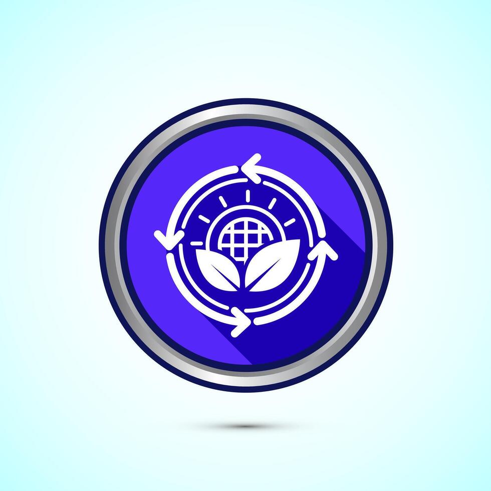 Renewable energy icon design illustration. Renewable power sign symbol, Blue Shadow Button Design vector