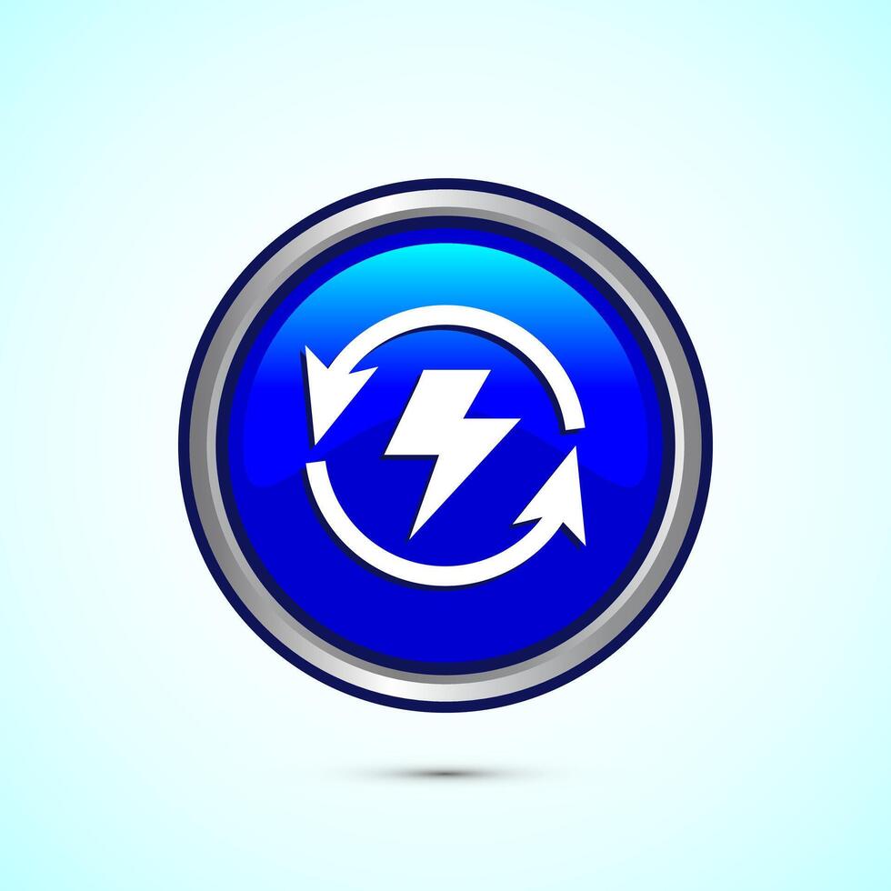 Renewable energy icon design illustration. Renewable power sign symbol, Blue Color Round Button Design vector