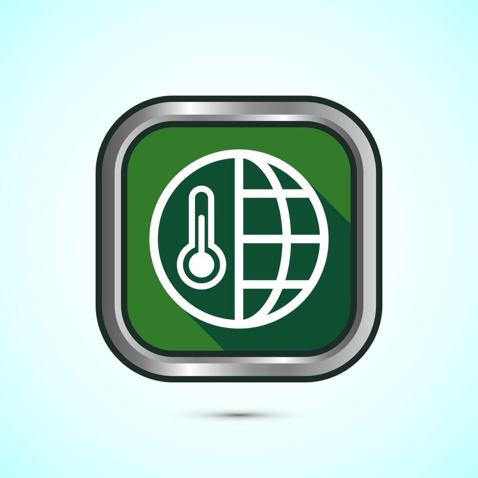 Climate change icon design, Global warming, Earth temperature icon, Green Shadow Button Design vector