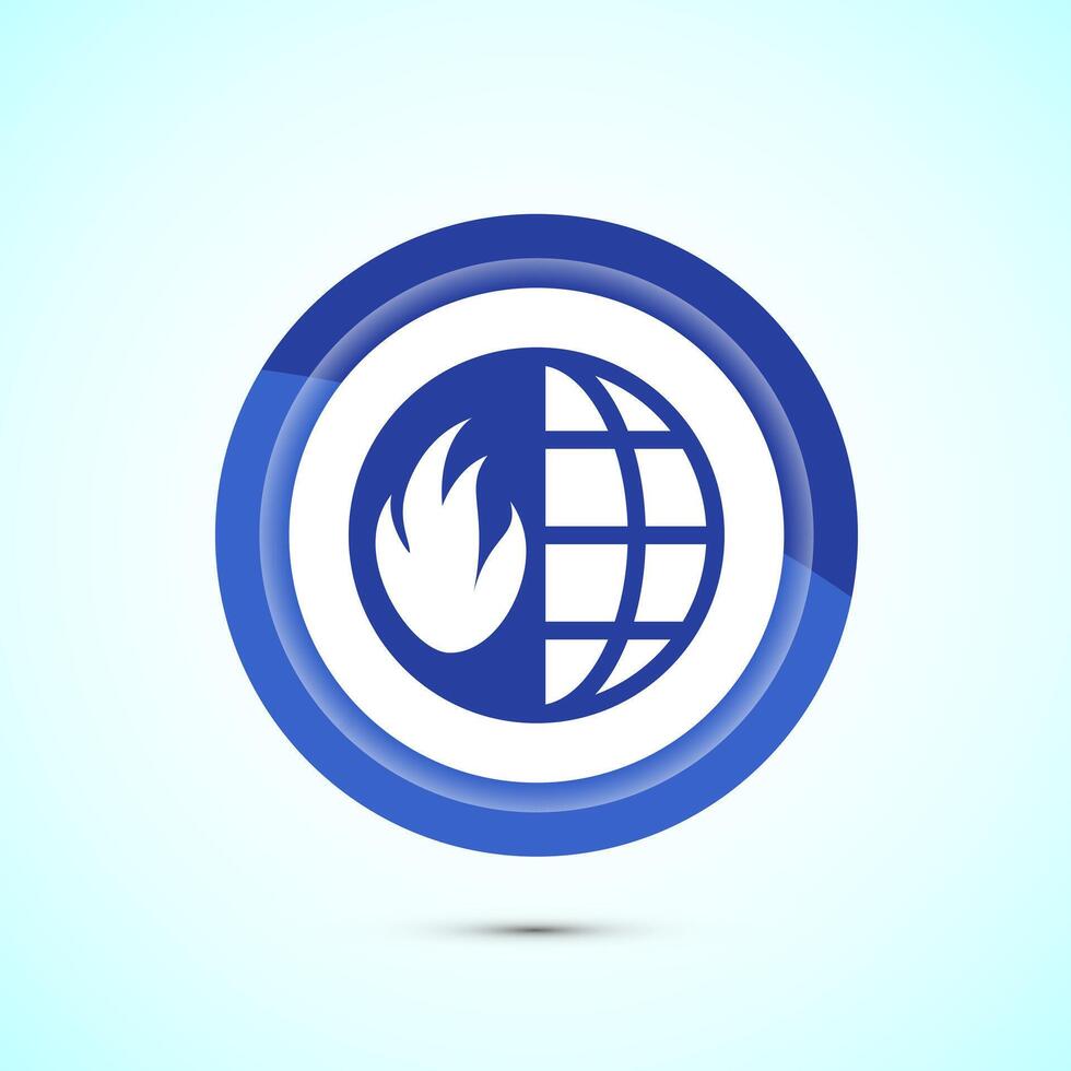 Climate change icon design, Global warming, Earth temperature icon, Blue Color Button Design vector