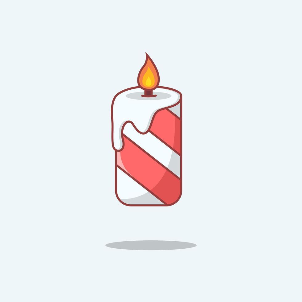 Candle Christmas Elements Christmas Decoration. Cartoon Illustration. vector