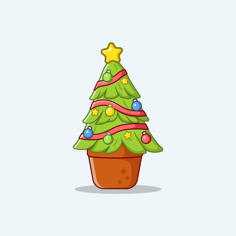 Christmas Tree Christmas Elements Christmas Decoration. Cartoon Illustration. vector