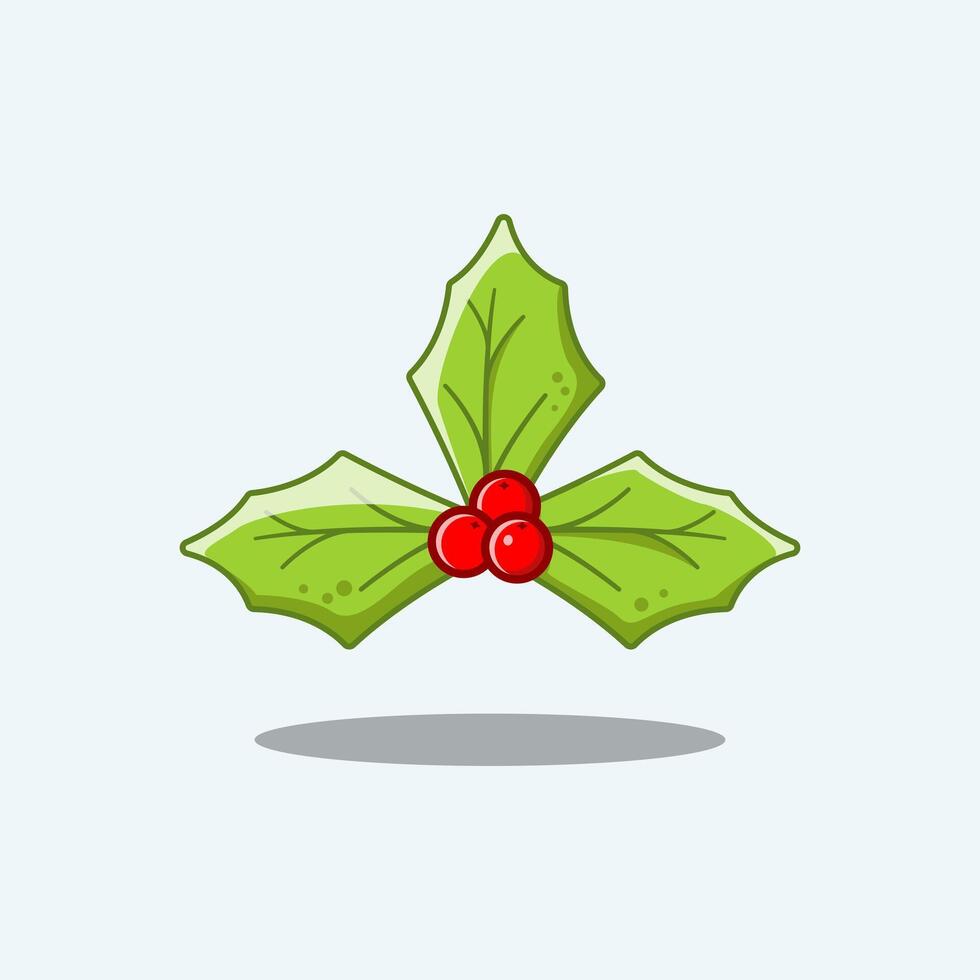 Holly Leaf Christmas Elements Chrismast Decoration. Cartoon Illustration vector