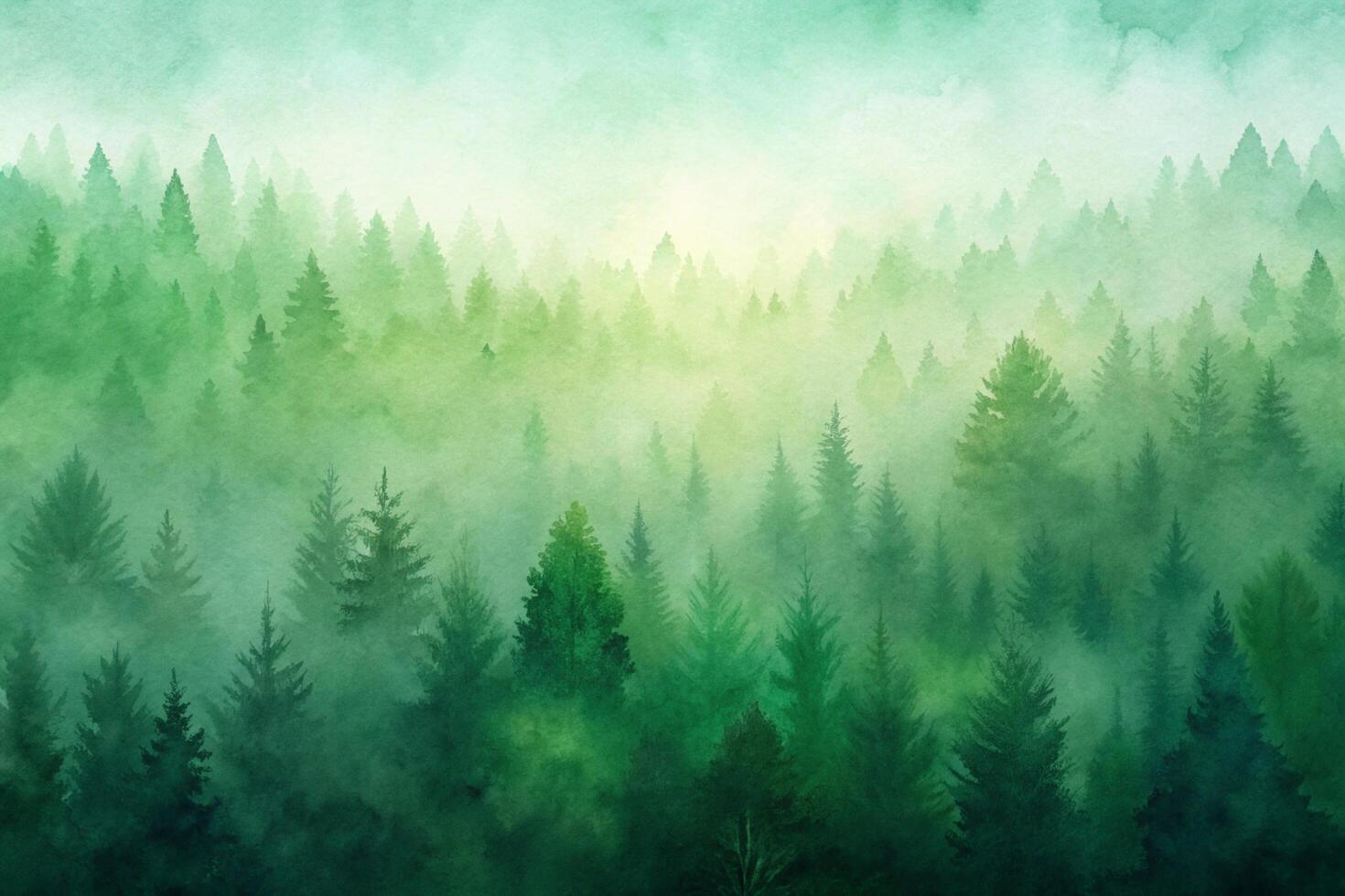 Dense Evergreen Forest Covered in Mist and Soft Gradients for a NatureInspired Wallpaper Background photo
