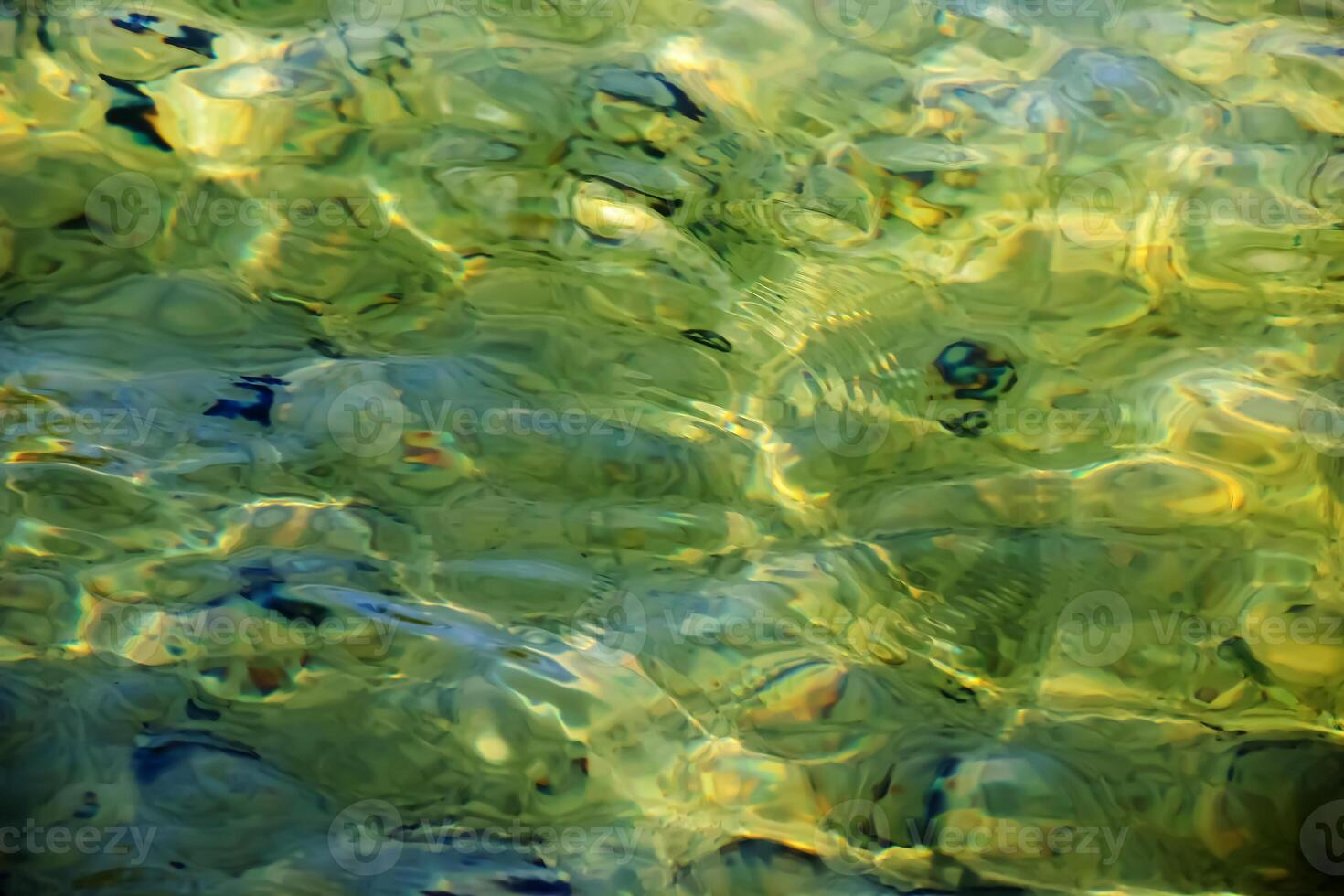 Background of the water of Lake Traunsee in the coastal area. Colorful texture of stones under water photo