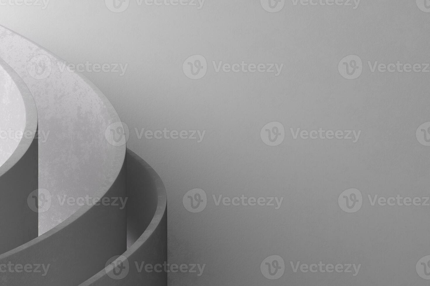 Abstract industrial-style concrete background with smooth curved layers. Minimalist design, textured surfaces. Simplicity and modernity, ideal for architectural, industrial or creative concepts. 3D. photo