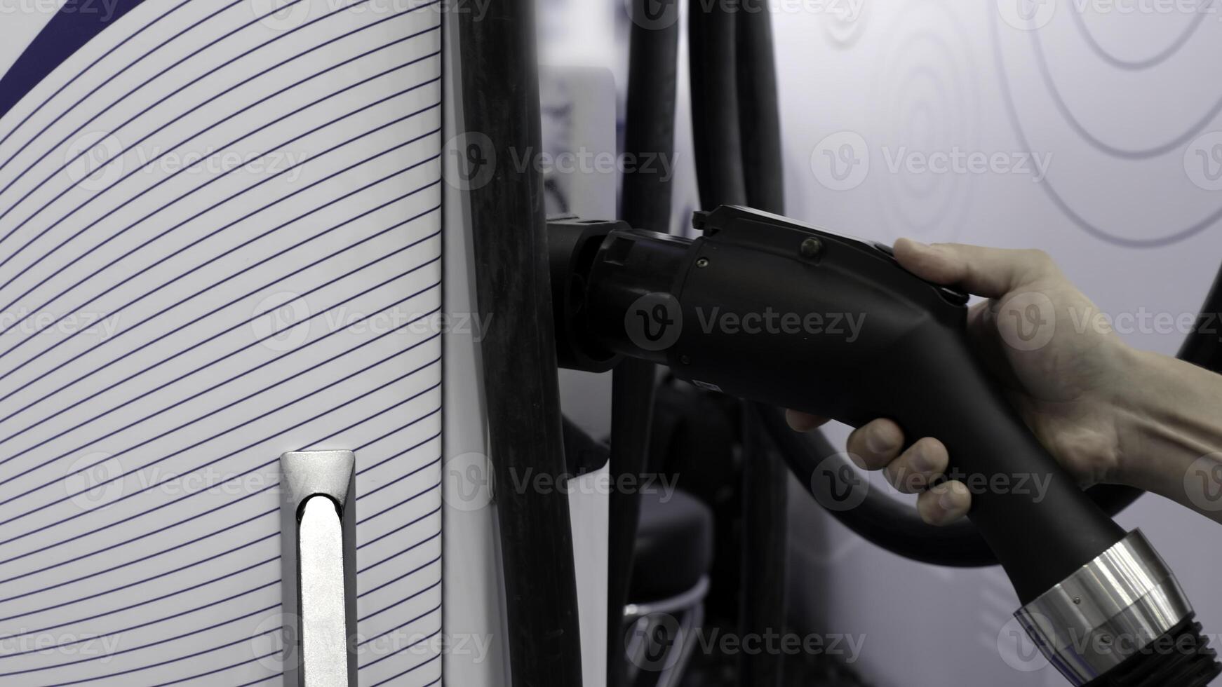 Detailed Close-Up View of Charging Equipment Designed for Electric Vehicles and EVs. Media photo