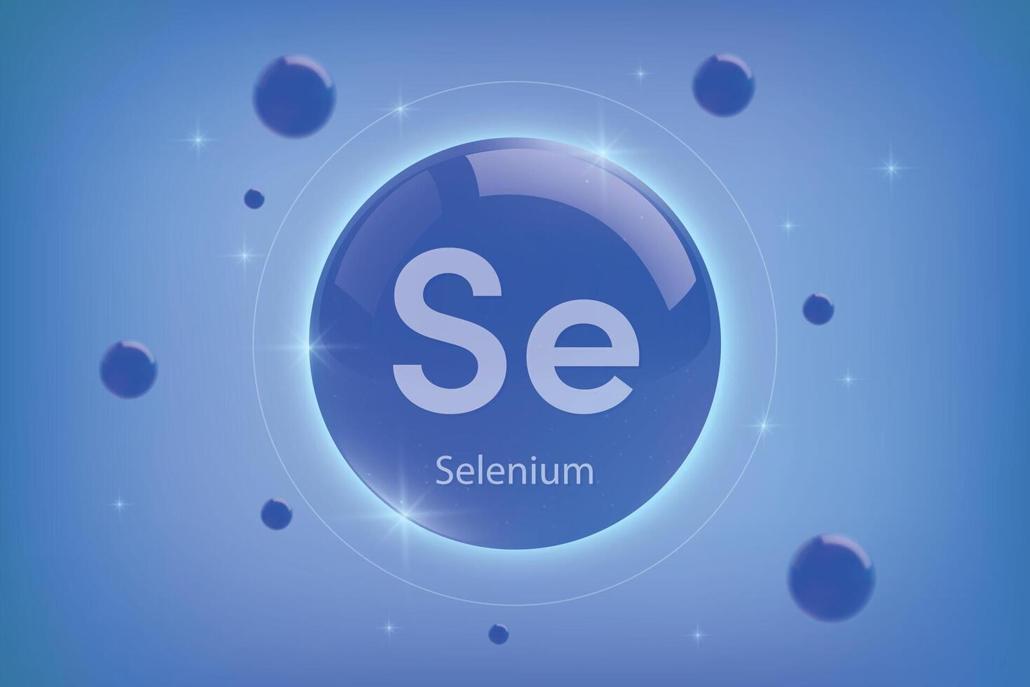 Selenium blue icon. Essential mineral capsule with glowing effects for bone health and wellnes vector