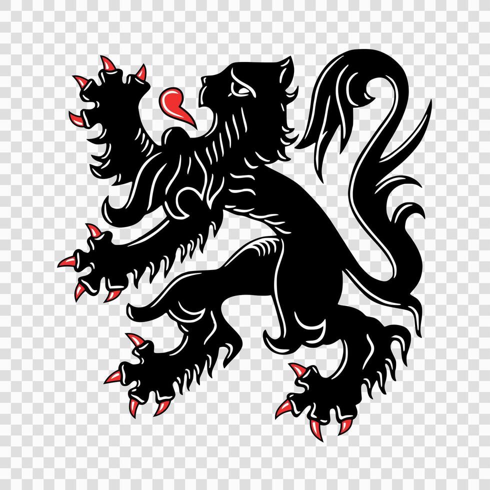A black lion with red claws and claws on its back vector