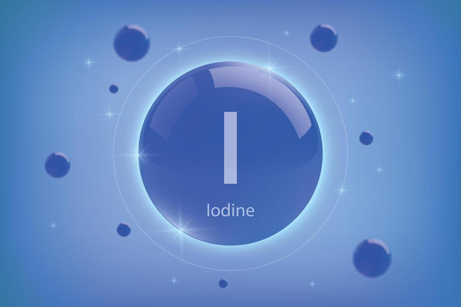 Iodine blue icon. Essential mineral capsule with glowing effects for bone health and wellnes vector