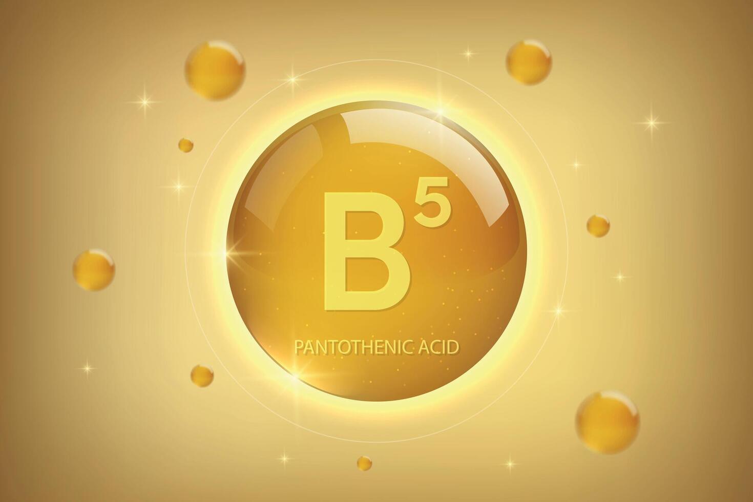 Vitamin B5 gold icon. Cobalamin vitamin drop pill capsule vector