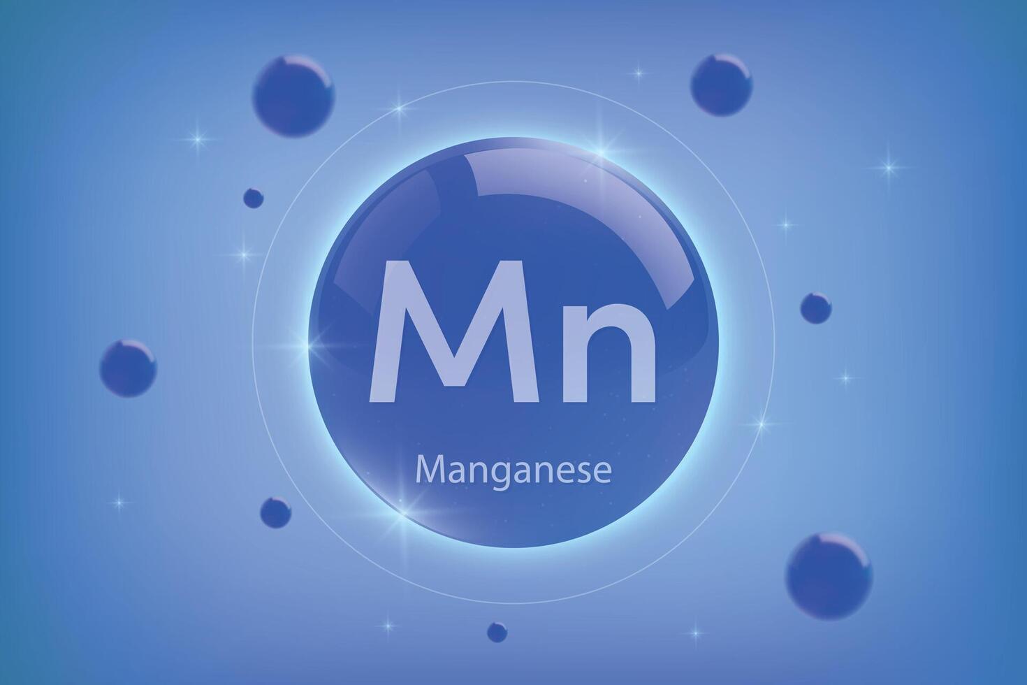 Manganese blue icon. Essential mineral capsule with glowing effects for bone health and wellnes vector