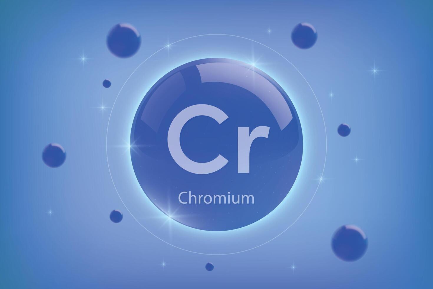 Chromium blue icon. Essential mineral capsule with glowing effects for bone health and wellnes. vector
