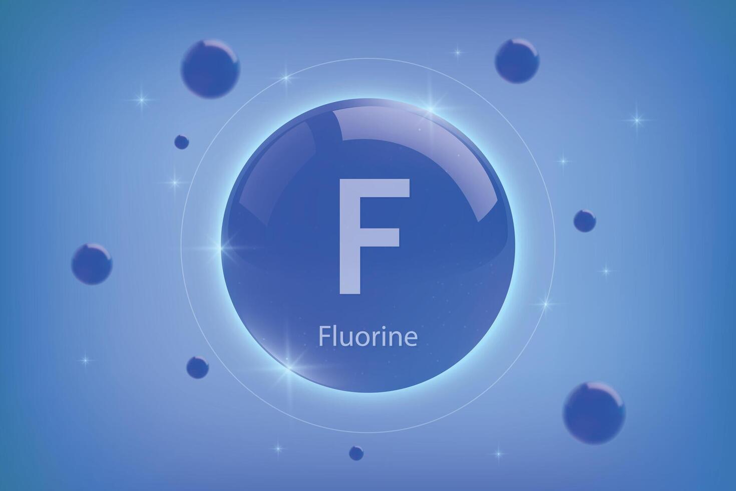 Fluorine blue icon. Essential mineral capsule with glowing effects for bone health and wellnes vector