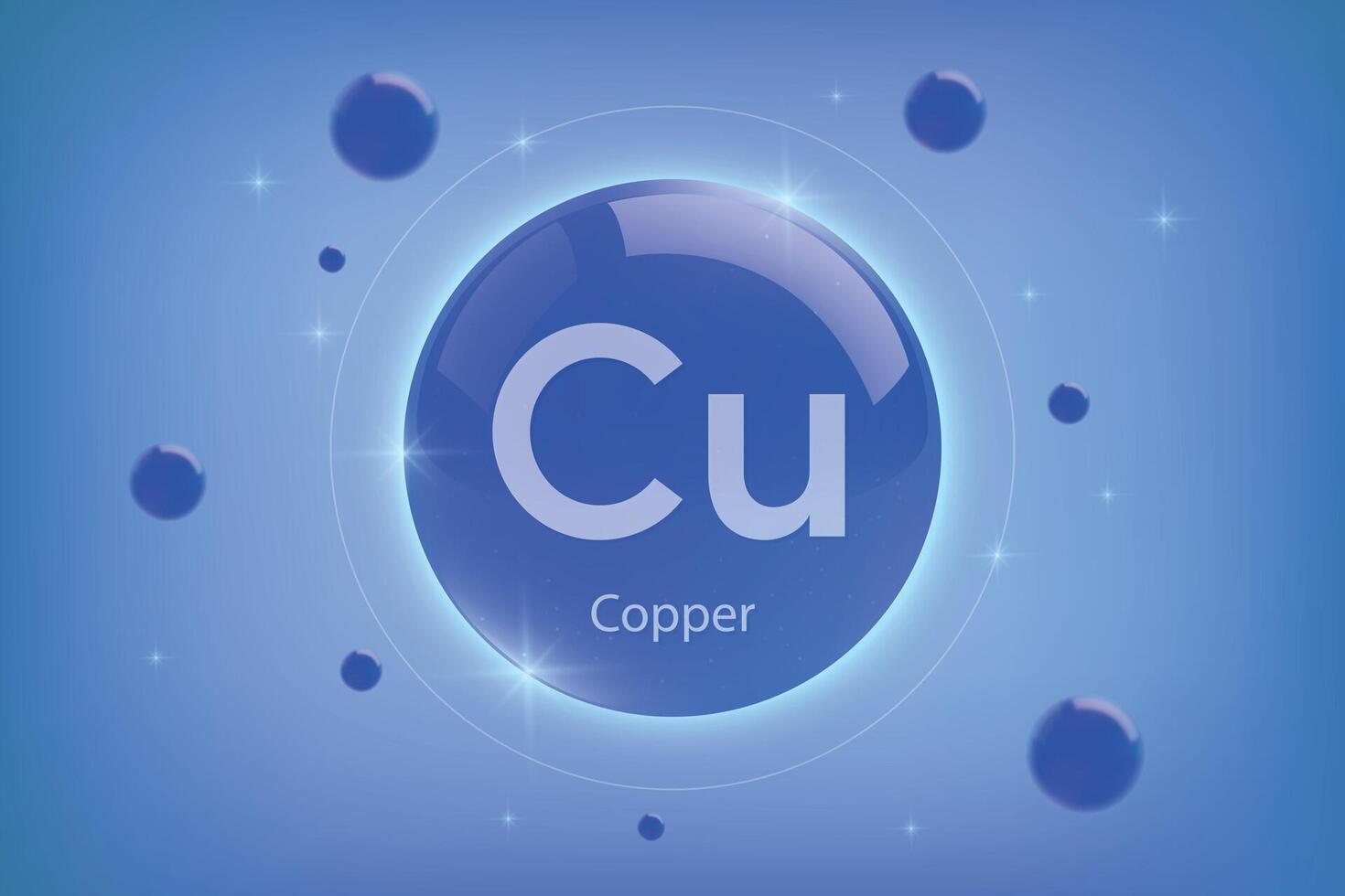 Copper blue icon. Essential mineral capsule with glowing effects for bone health and wellnes vector