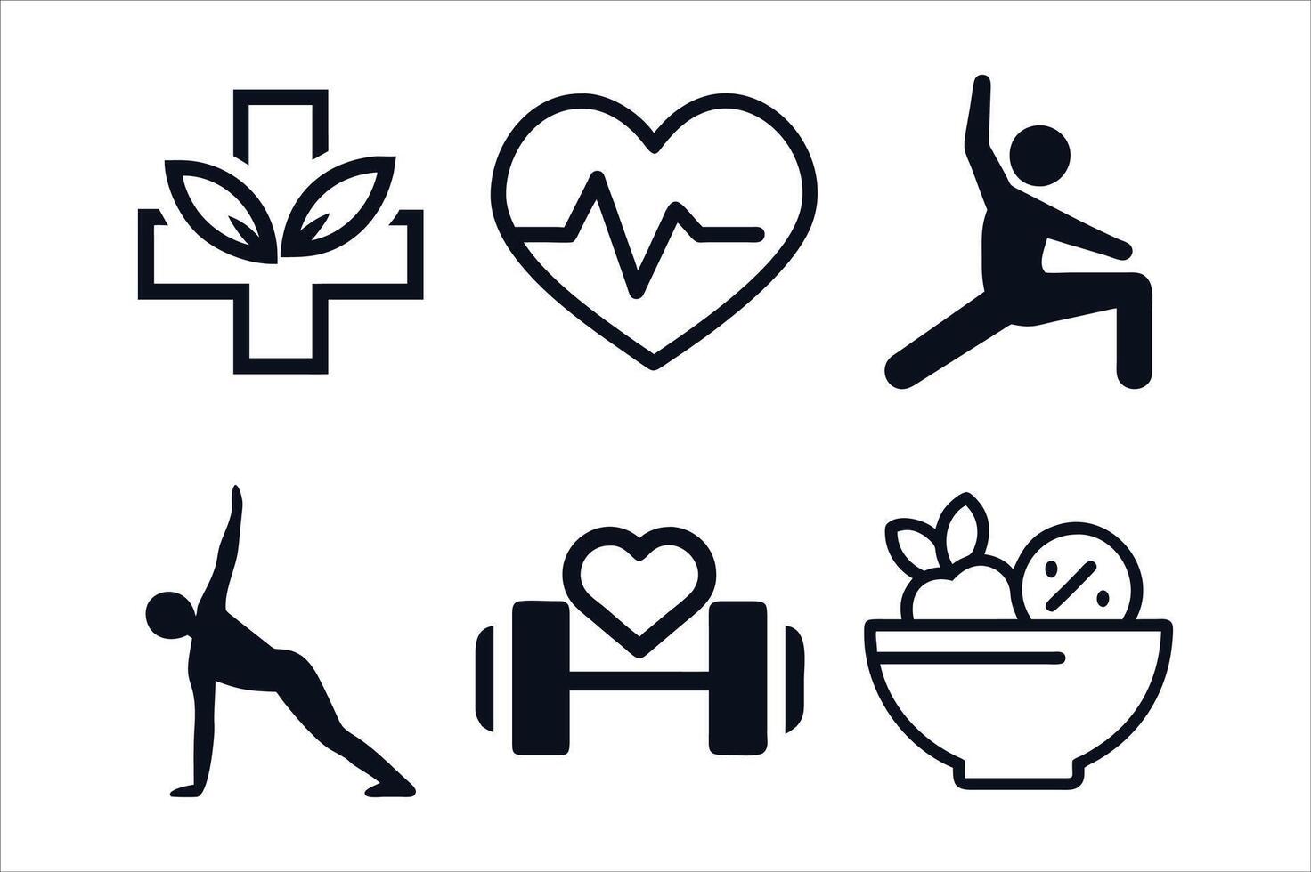 Health and fitness icons set illustration vector
