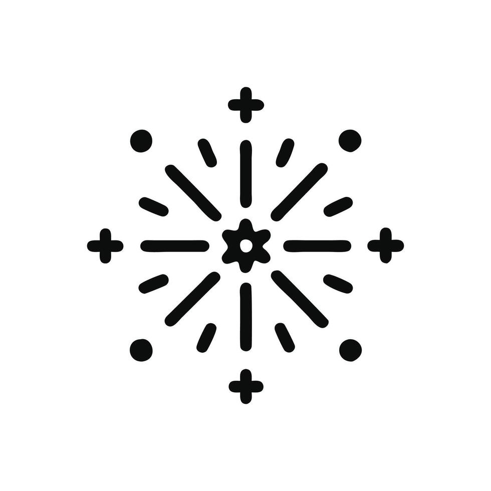 A black and white icon of a starburst vector