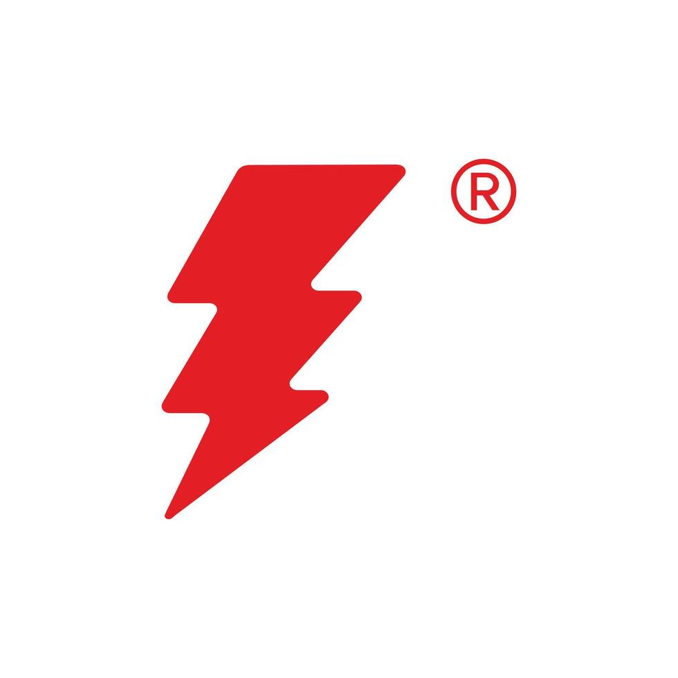 A red lightning bolt logo on a white background vector