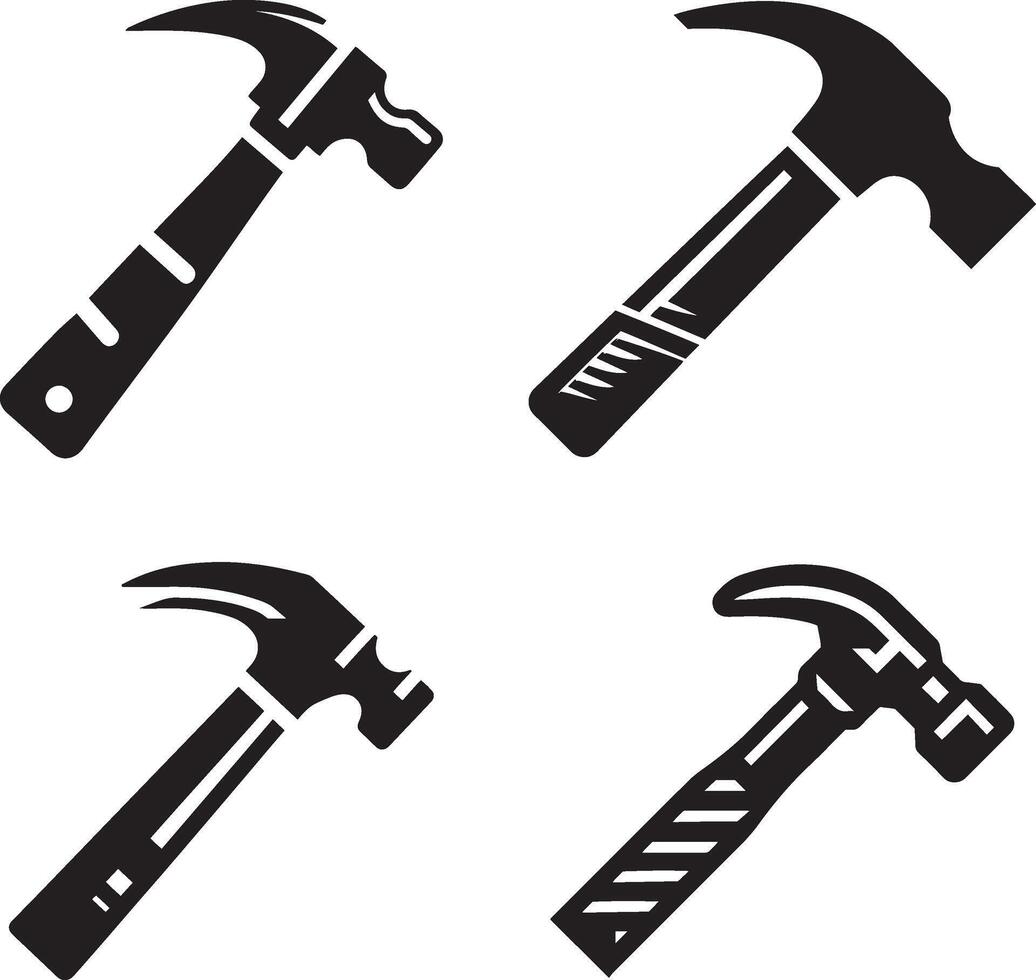 Four different hammer icons vector