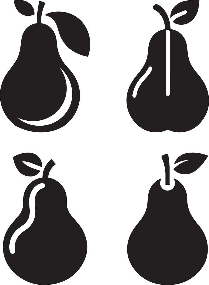 Four black and white pears on a white background vector
