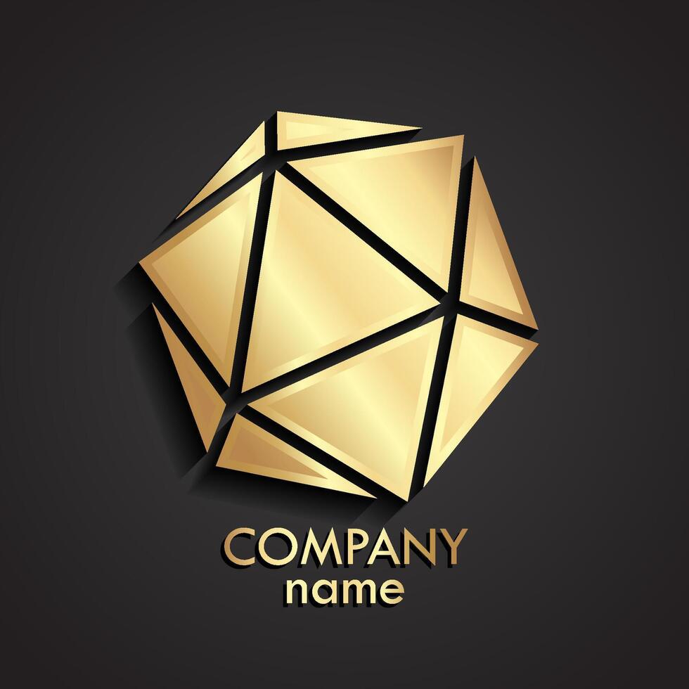 3d golden geometric shape vector