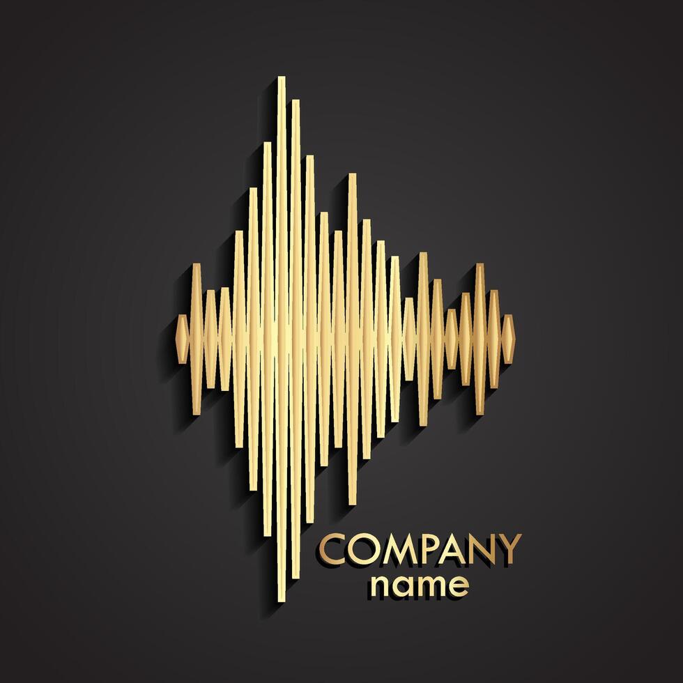 3d golden music equalizer logo vector