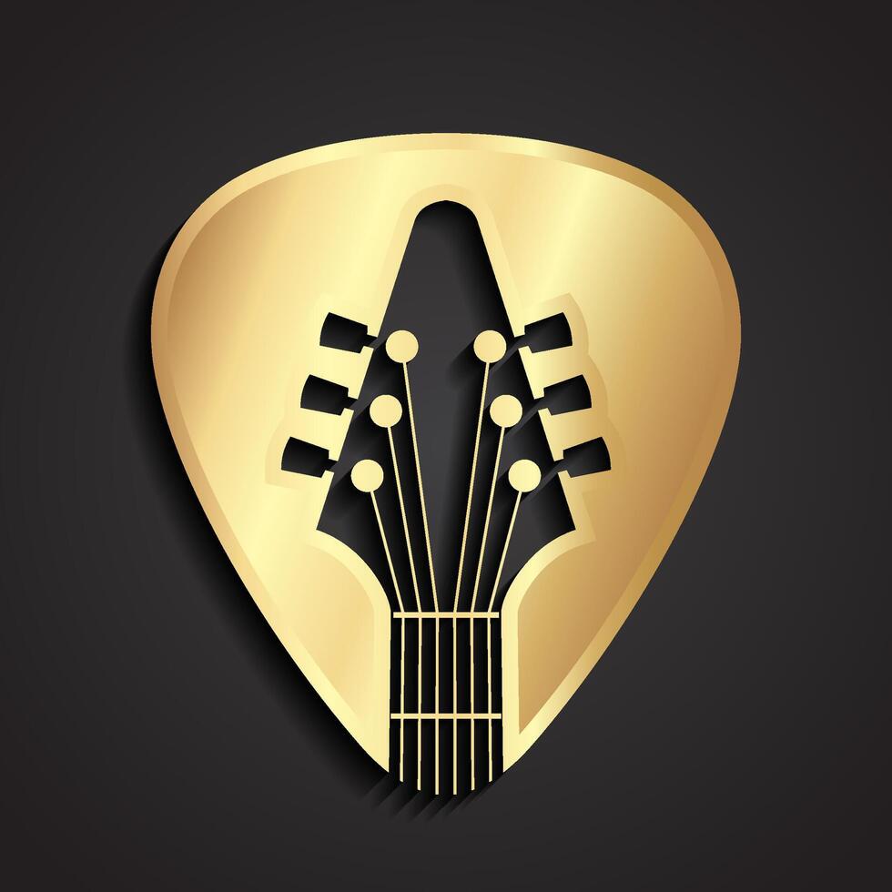 3d golden guitar stick logo vector