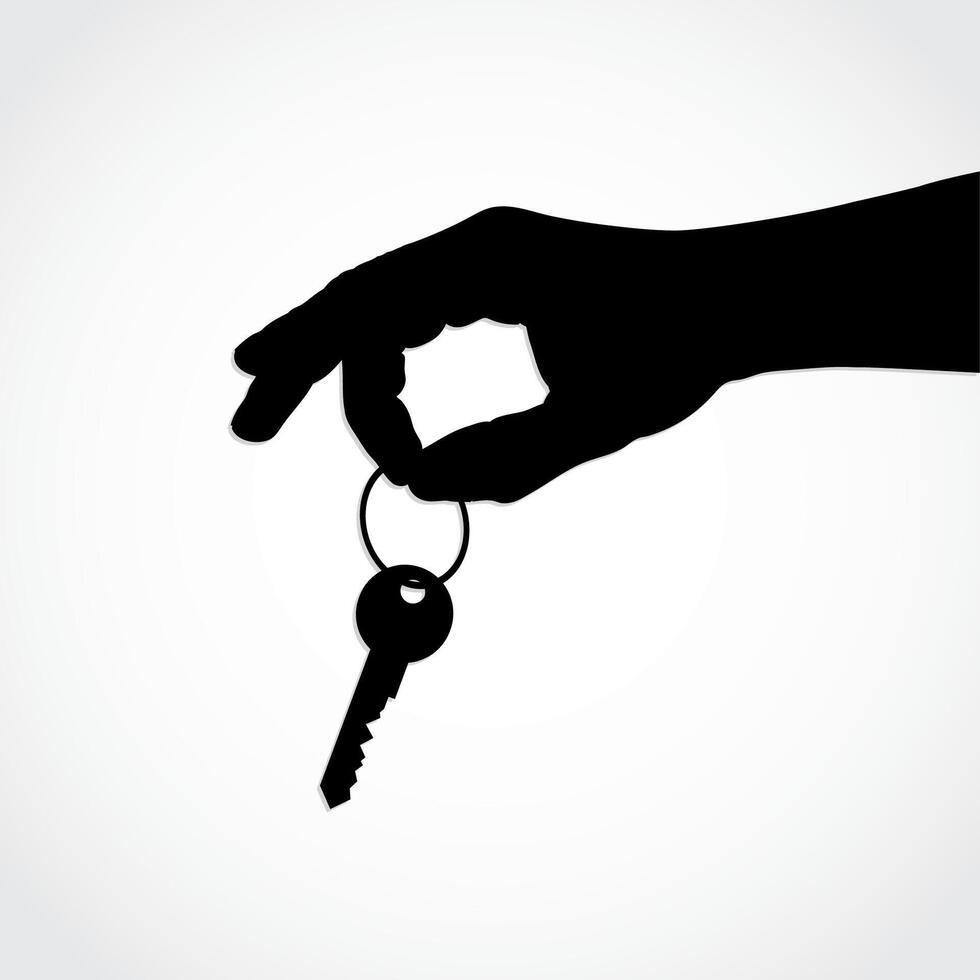 silhouette hand hold key vector