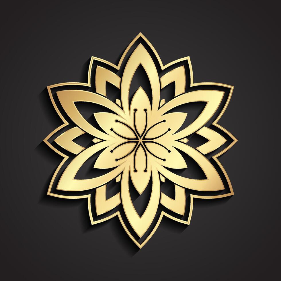 3d golden decorative floral symbol vector
