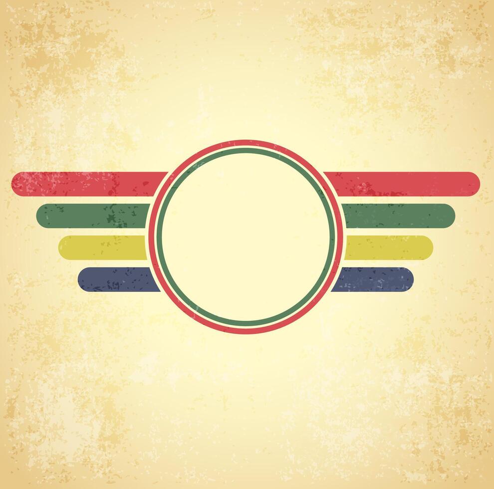 winged retro circle on grunge background vector