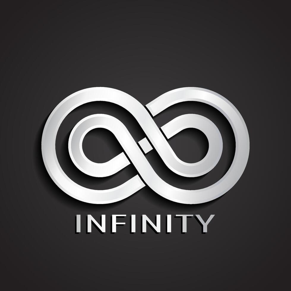 3d silver modern shape infinity symbol vector