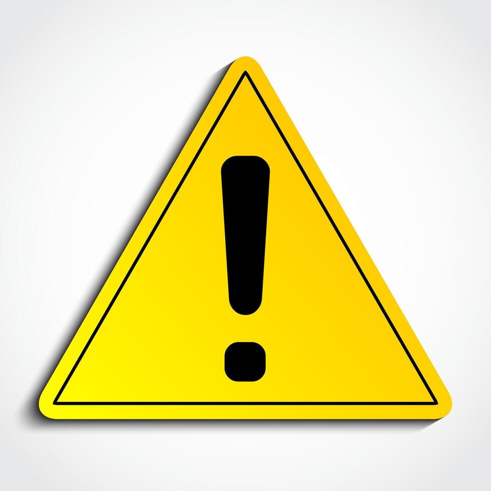 3d yellow triangle with exclamation mark vector