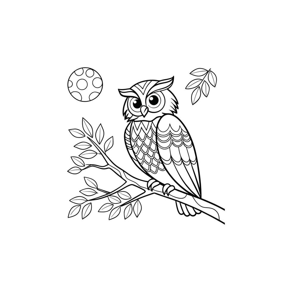 Owl coloring pages for kids vector