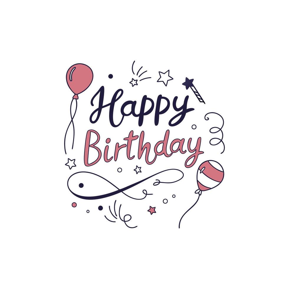 Happy birthday card with balloons and stars vector
