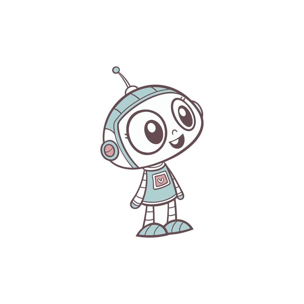 A cartoon robot standing in front of a white background vector
