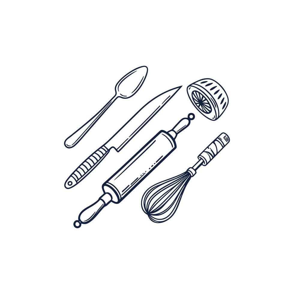 Kitchen utensils icon set vector