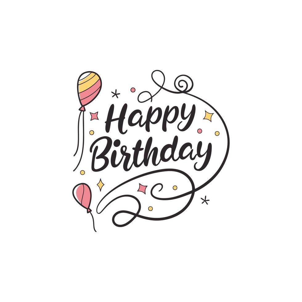 Happy birthday card with balloons and stars vector