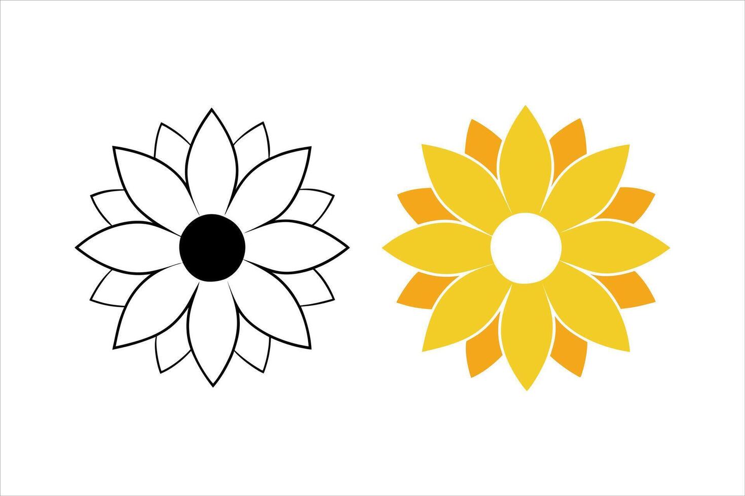 flower bundle line art, simple sunflower icon vector