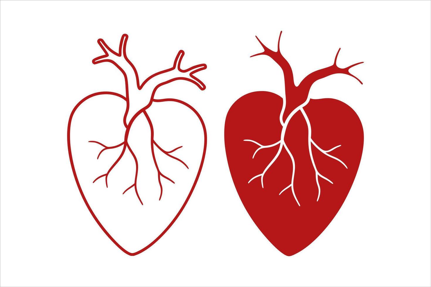 cute heart shape, human heart icon art illustration vector