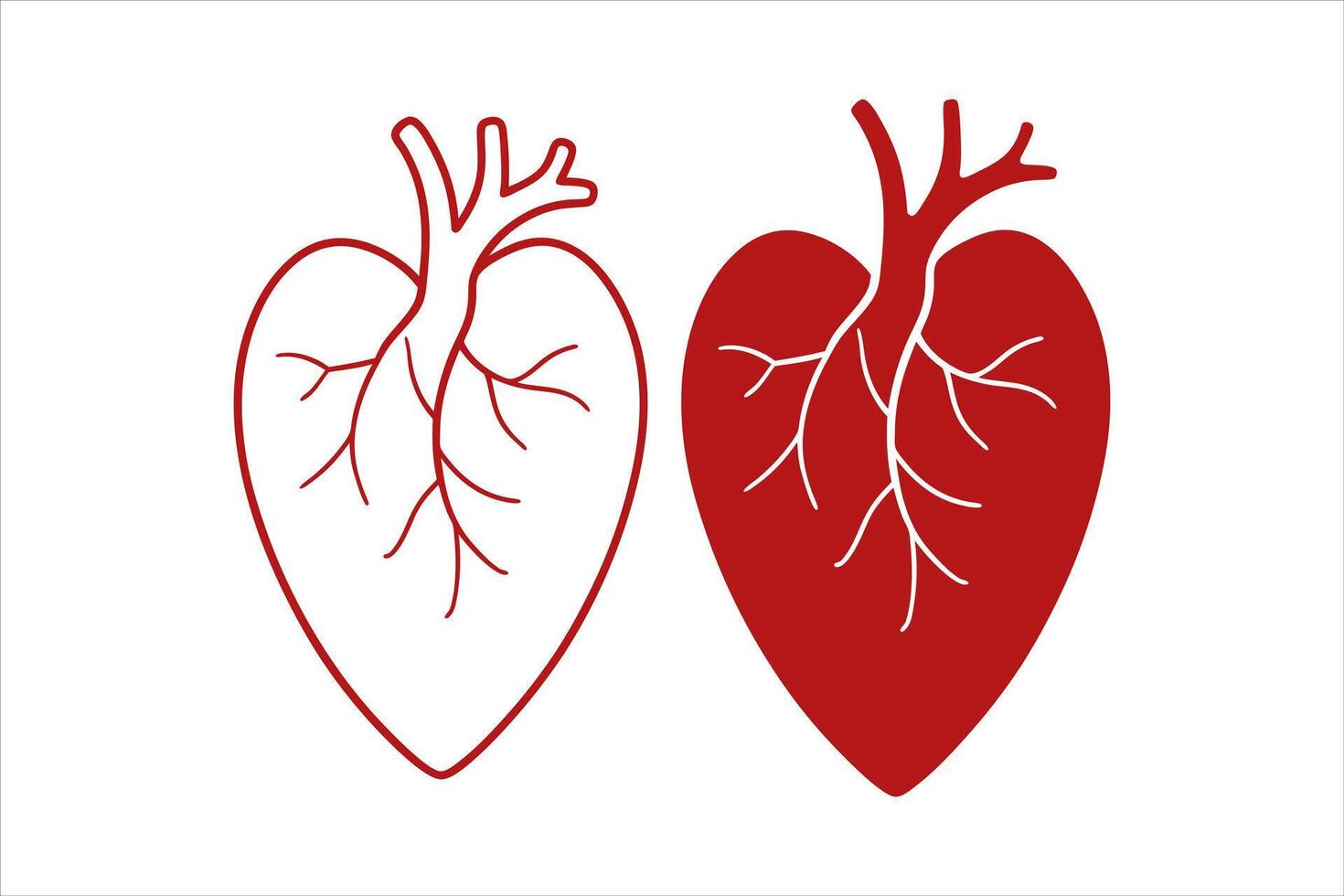 red heart bundle shape, human heart icon art illustration vector