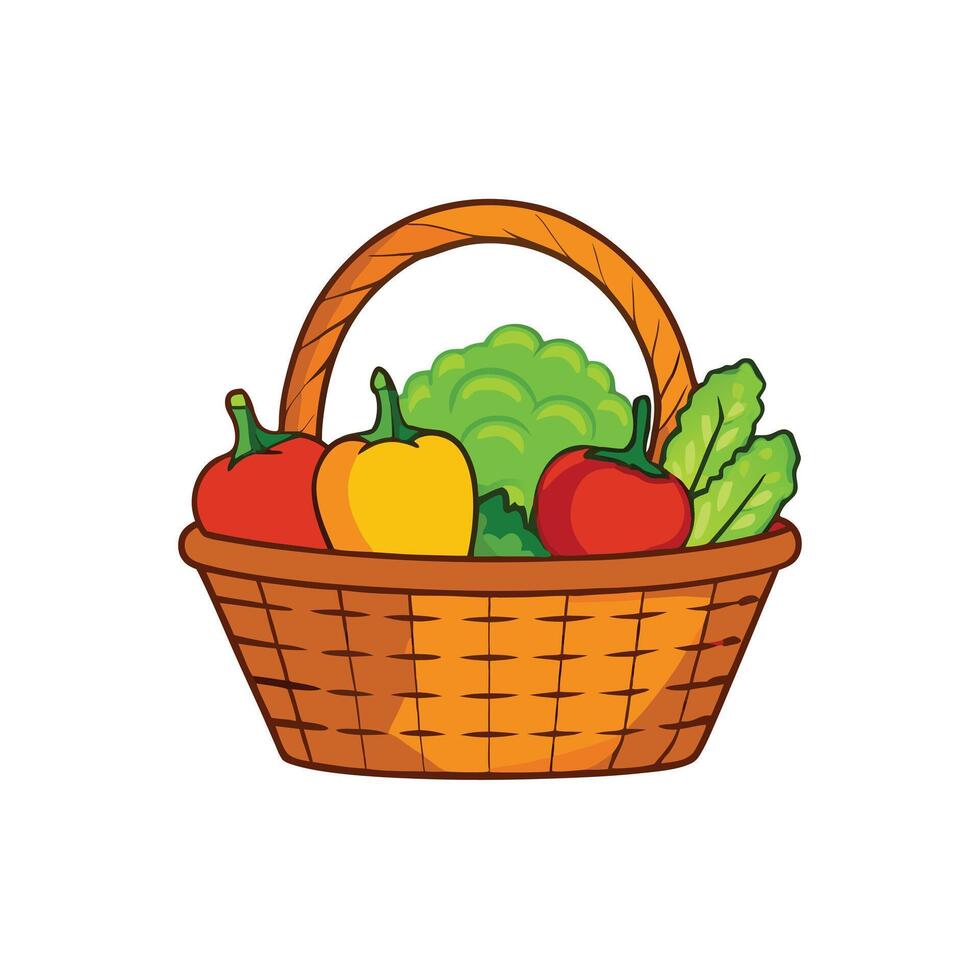 Basket of vegetables illustration vector