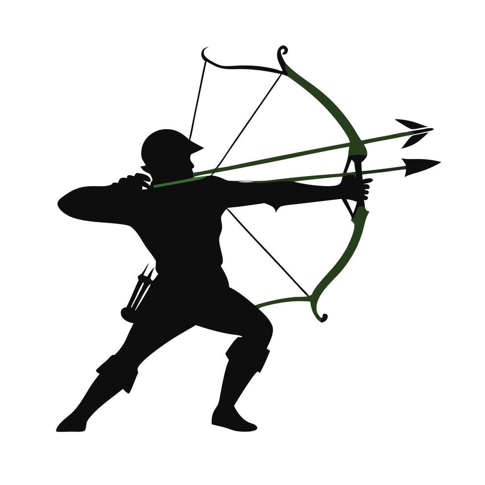 A silhouette of a man with a bow and arrow vector