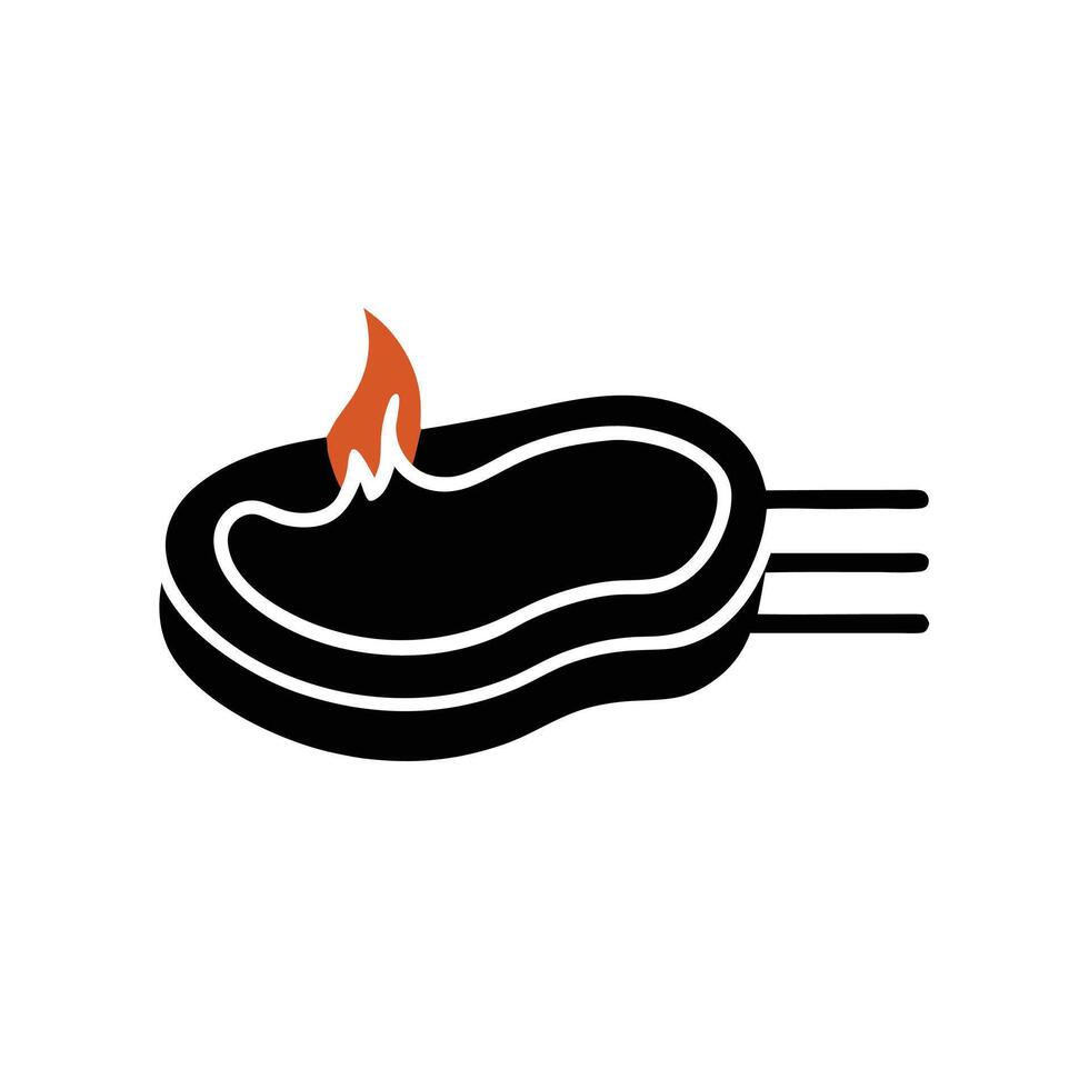 A black and red logo of a steak on a grill vector