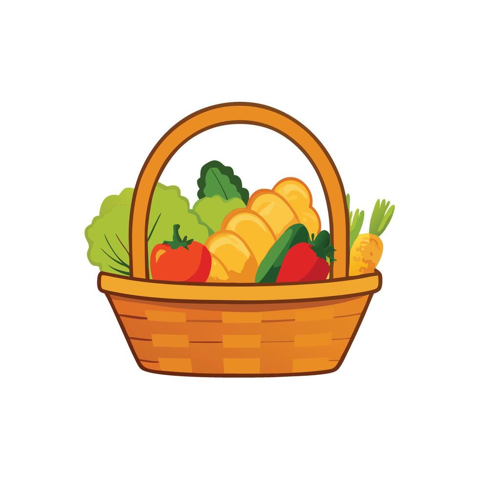 Basket of fresh vegetables illustration vector