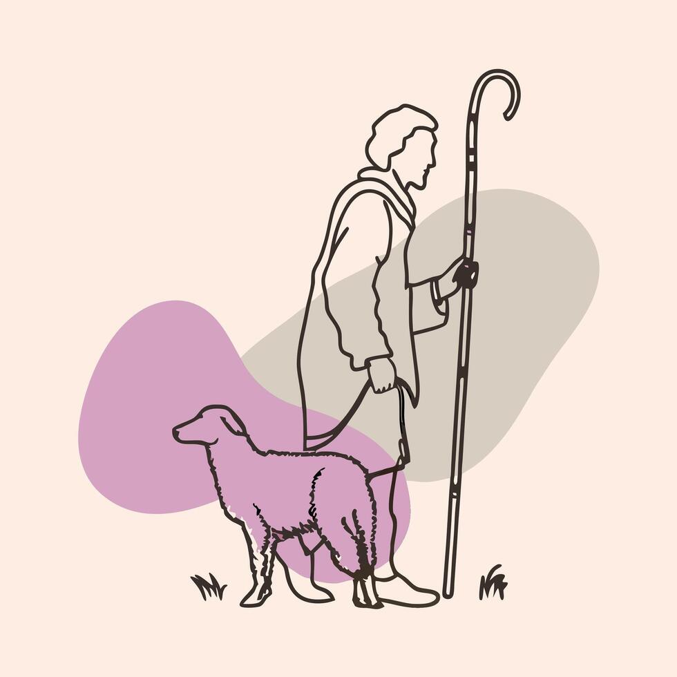 A man with a dog and a stick vector