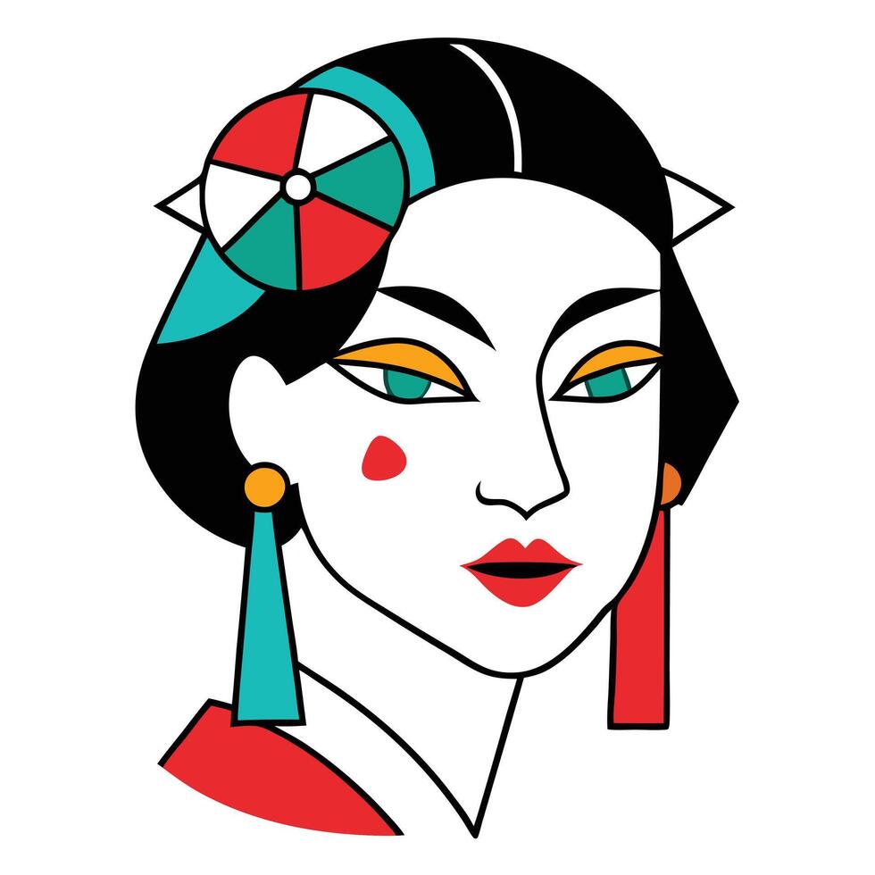 A woman with a colorful hat and earrings vector